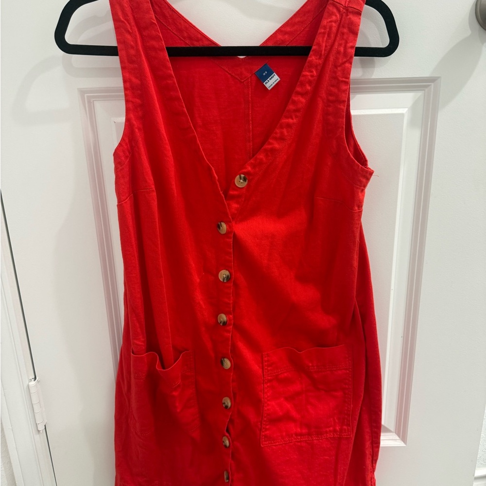 Old‎ Navy Vibrant Red V-Neck Dress - Picture 2 of 5